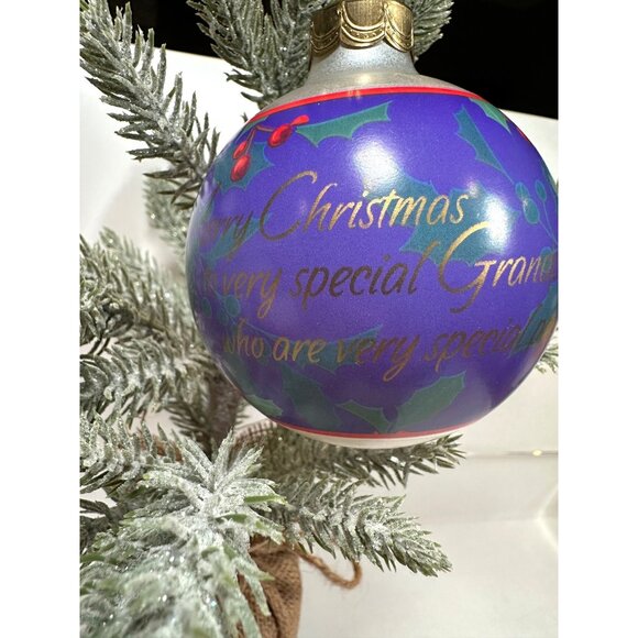 Hallmark Keepsake 1994 Grandparents Glass Ornament Cardinal Holly Berry QX242-6 - Picture 3 of 10